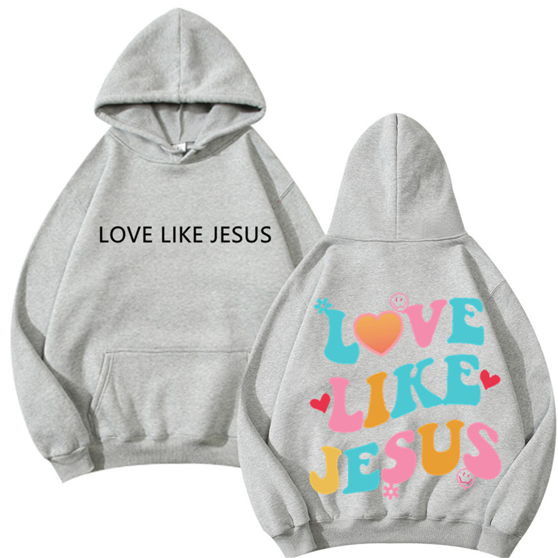 Love Your Self letter printed casual hooded pocket hoodie