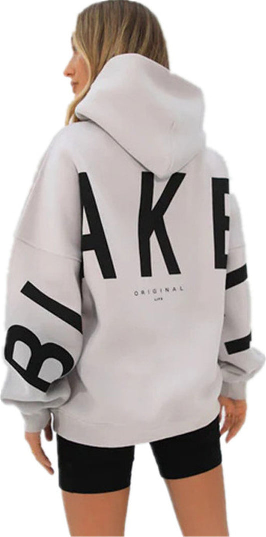 Blakely Fashion Letter Printed Long Sleeved Loose Hoodie