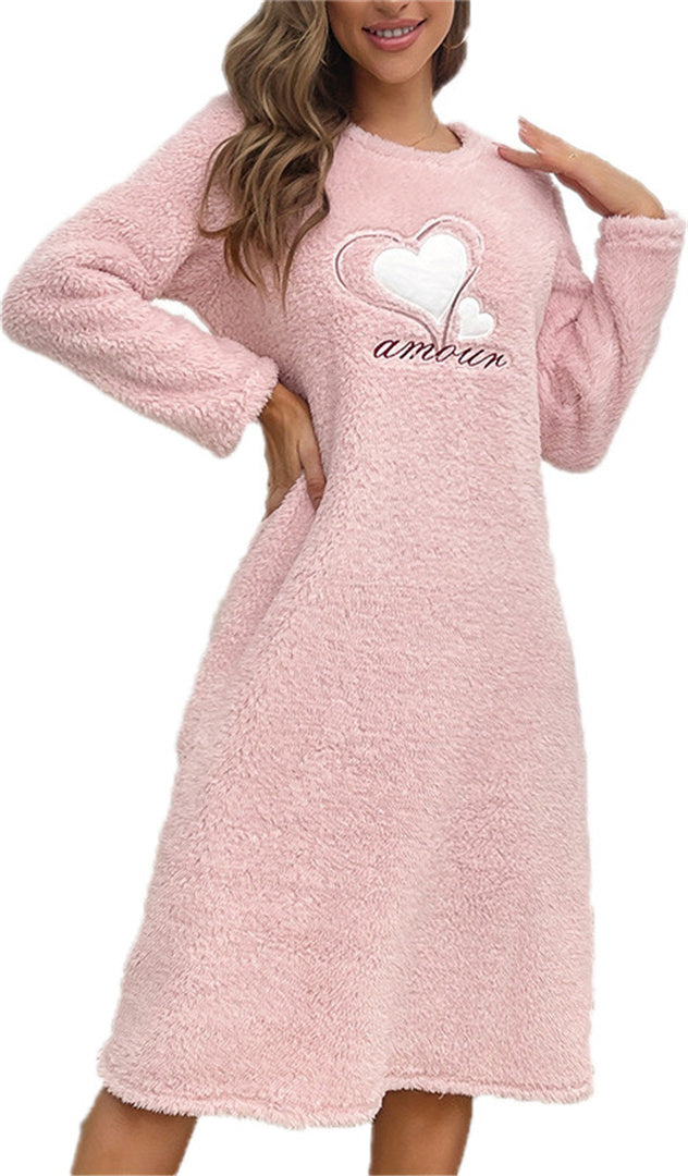 Women's Pink Cute Thick Plush Flannel Pajamas