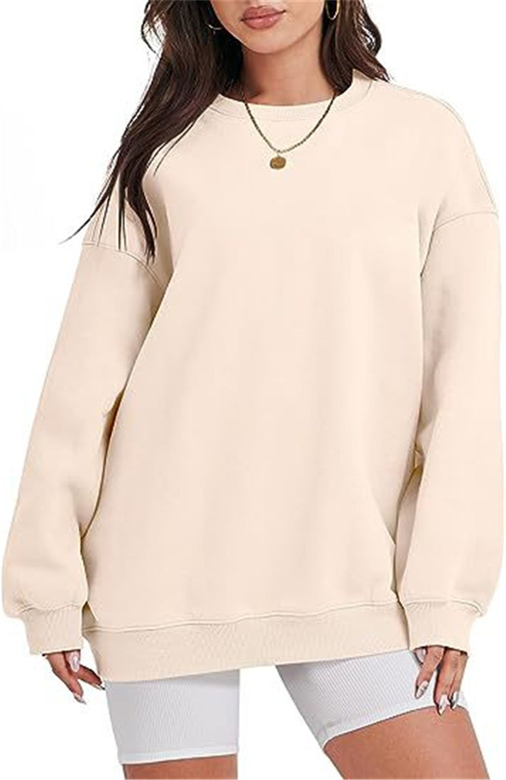 Women's oversized plush thick sports round neck loose and comfortable long sleeved pullover