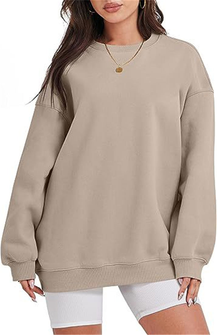 Women's oversized plush thick sports round neck loose and comfortable long sleeved pullover