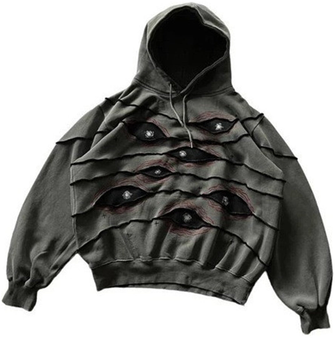 Men And Women Hoodie Y2K Eye Print Halloween Jacket Pullover Cotton Embroidered Hoodie