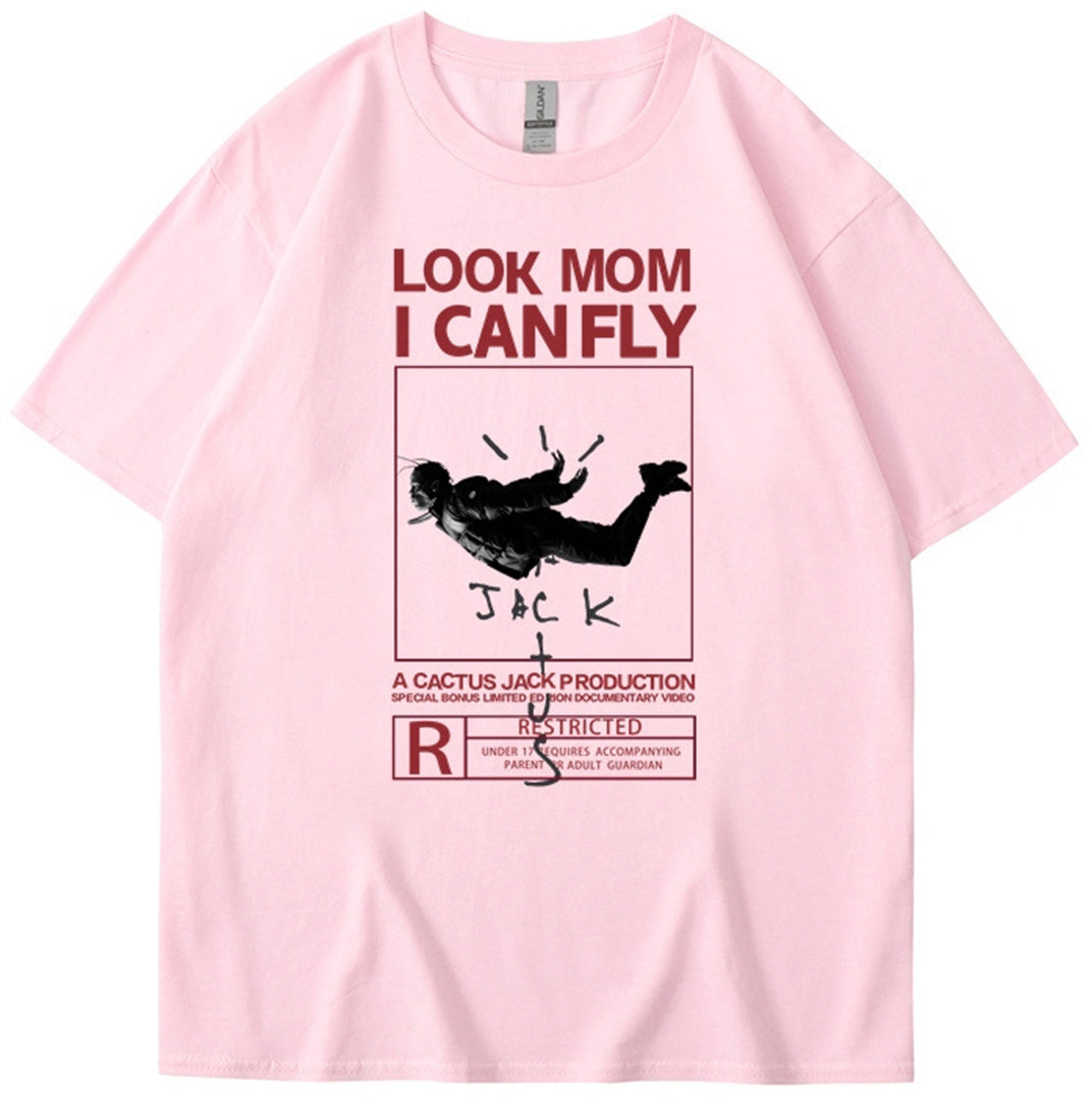 I CAN FLY Fashion Co branded Roaring Portrait Casual Round Neck Short sleeved T-shirt