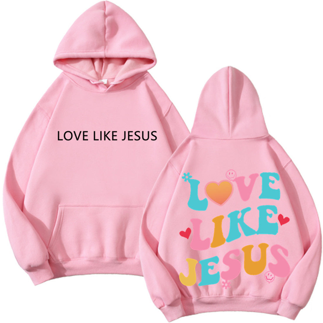 Love Your Self letter printed casual hooded pocket hoodie