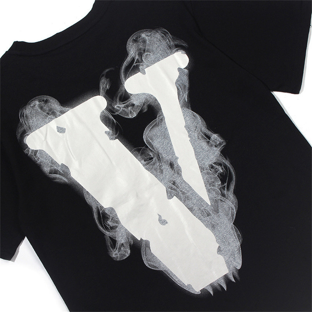 Rapper T-shirt Smoke V Letter Gothic Printed Loose T-shirt 100% Cotton Unisex T-shirt