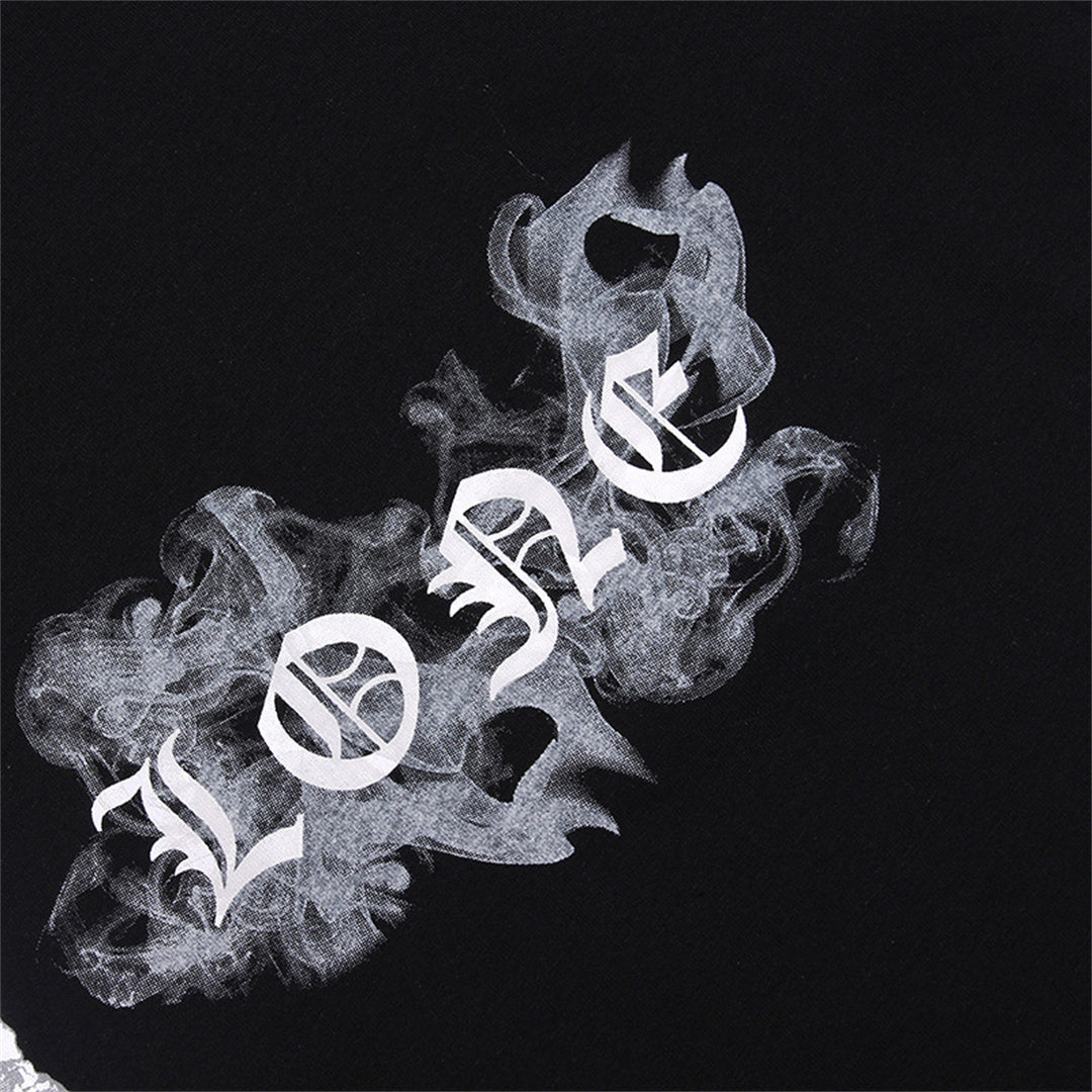 Rapper T-shirt Smoke V Letter Gothic Printed Loose T-shirt 100% Cotton Unisex T-shirt