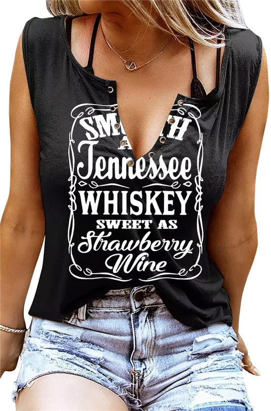 WISHKEY American Printed womens Slim Fit Tank Top Sleeveless Vest Top Shirts Tee Tops Cotton Graphic Print