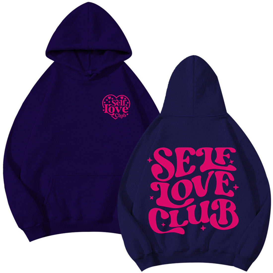 Love Your Self letter printed casual hooded pocket hoodie