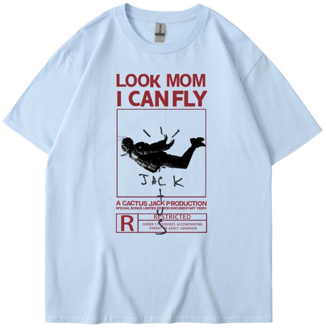 I CAN FLY Fashion Co branded Roaring Portrait Casual Round Neck Short sleeved T-shirt