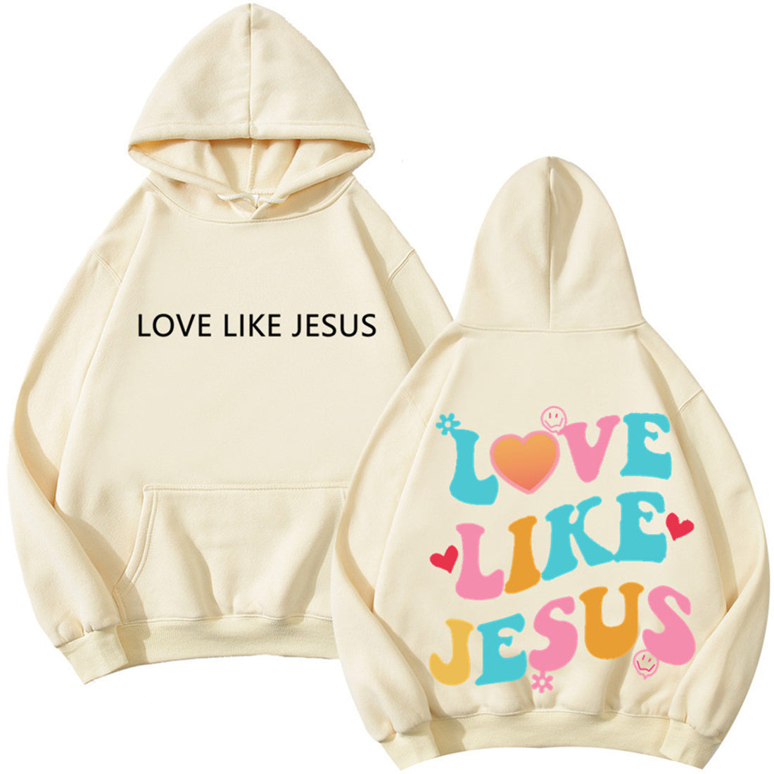 Love Your Self letter printed casual hooded pocket hoodie