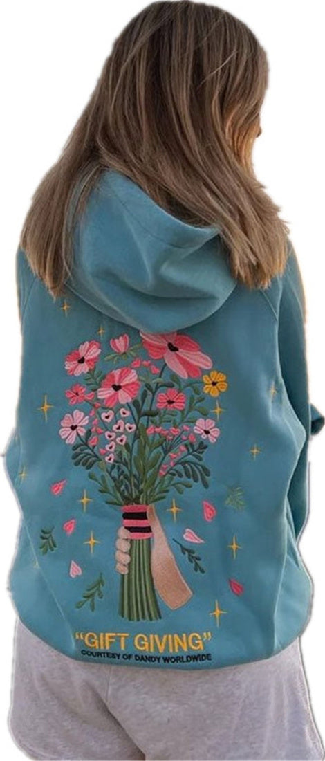 Chasing Sunsets Falling Shoulder Sleeve Hoodie With Printed Fashion Hooded Top