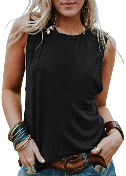 Women's round neck solid color vest S-3XL