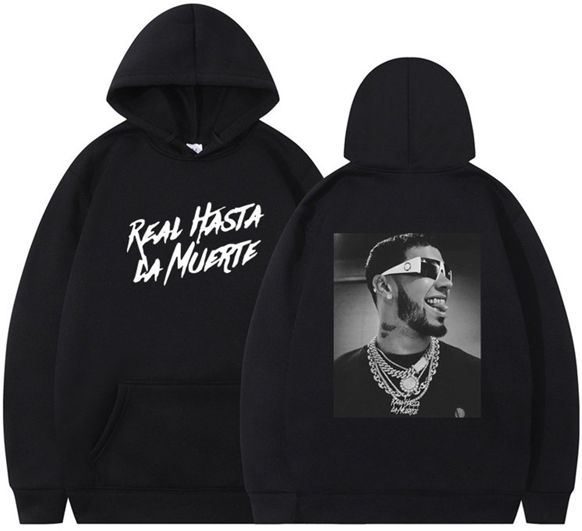 Hip hop personality double-sided printed hoodie for men and women long sleeved hoodies