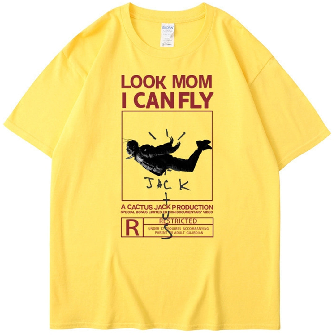 I CAN FLY Fashion Co branded Roaring Portrait Casual Round Neck Short sleeved T-shirt