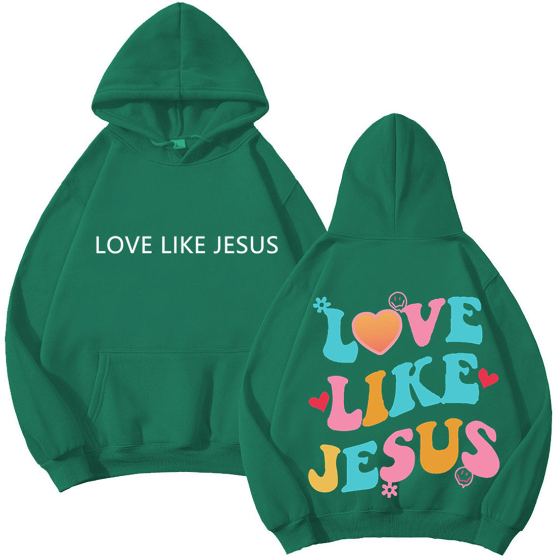 Love Your Self letter printed casual hooded pocket hoodie