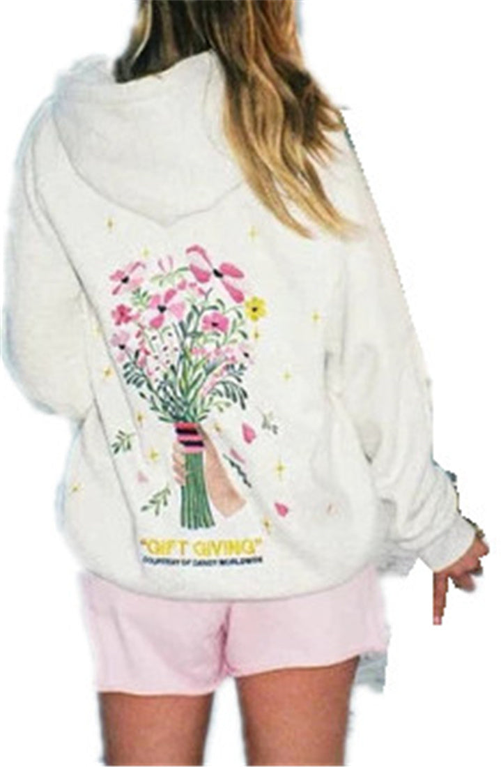 Chasing Sunsets Falling Shoulder Sleeve Hoodie With Printed Fashion Hooded Top