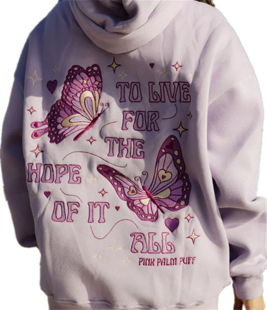 To Live For The Hope Women's Y2K Hoodies Butterfly Printed Casual Pullover Sweatshirt