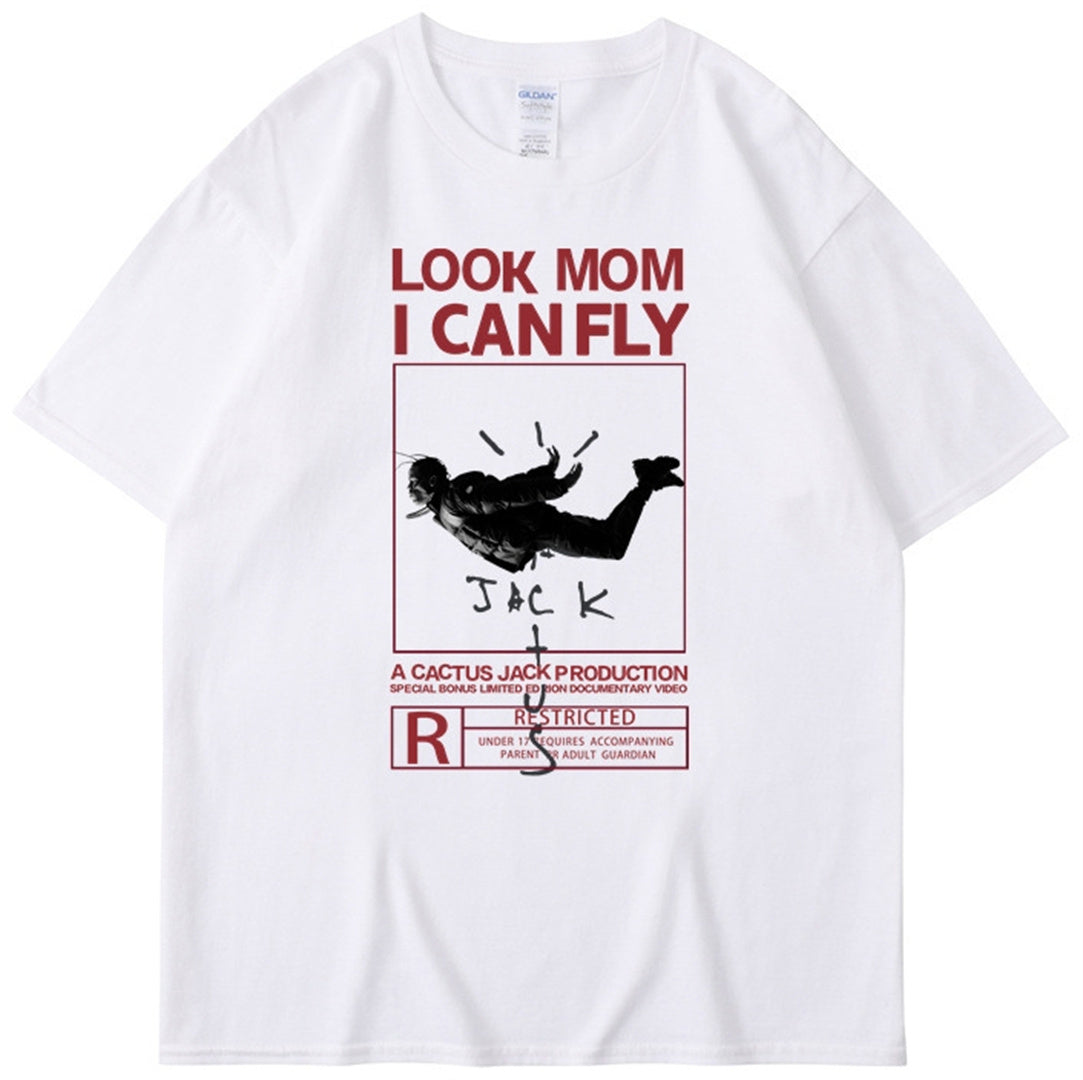 I CAN FLY Fashion Co branded Roaring Portrait Casual Round Neck Short sleeved T-shirt