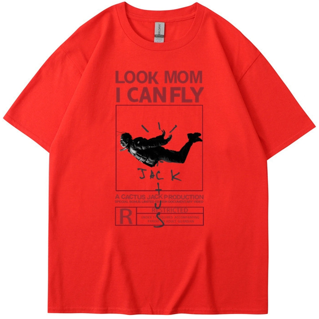 I CAN FLY Fashion Co branded Roaring Portrait Casual Round Neck Short sleeved T-shirt